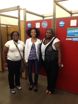Community members at donor shopping event